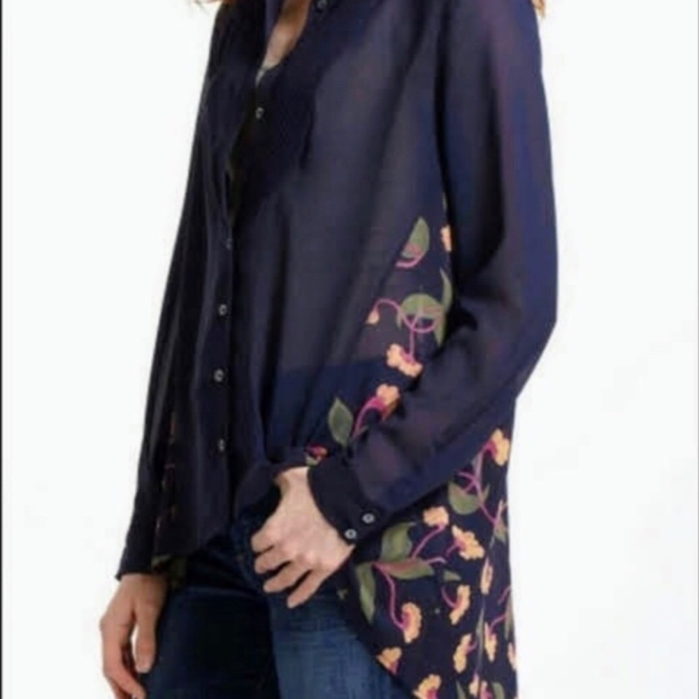 Anthropology Maeve ira pleats tunic  floral blouse